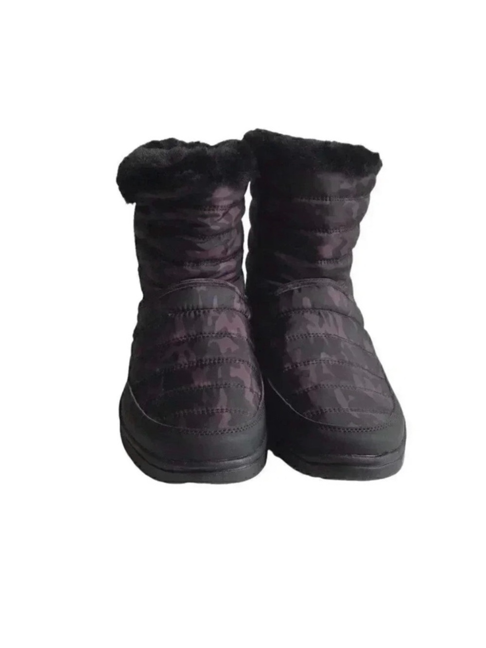 Ryka Suzy Women 6.5 WIDE Quilted Camo Water Repellant Snow Boots Black Faux Fur - Picture 2 of 8